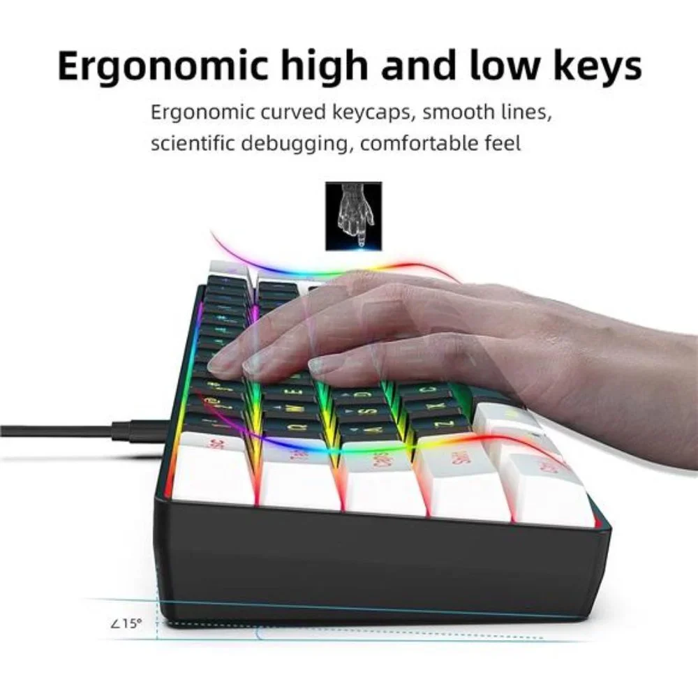 60% Wired Gaming Keyboard, Small RGB Backlit Membrane Gaming Keyboard